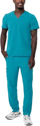 Adar Addition Go-Basic Scrub Set for Men - Classic V-Neck Scrub Top & Cargo Scrub Pants - A9300 in Saudi Arabia