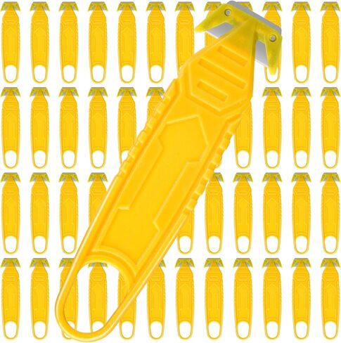 Therwen Safety Box Cutter Knife of Stainless Steel Concealed Blade Package Opener with Tape Splitter for Carton Cardboard Wrap Letter Work Bag Straps Film Utility Tool (Yellow,10 Pcs) in Kuwait