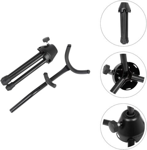 حامل ساكسفون ألتو خفيف الوزن قابل للطي من SUPVOX حامل ساكسفون تلسكوبي أسود حامل ثلاثي لملحقات الآلات الموسيقية ودعم محمول in Kuwait