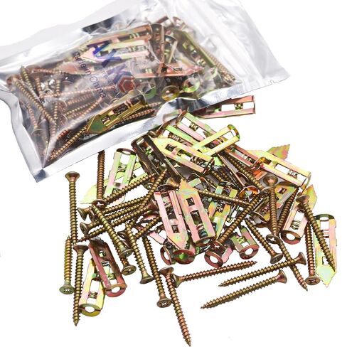 AXK 60 Pcs Self-Drilling Anchors & Screws, Heavy Duty, No Drill, Holes in Wall (30 Pcs Steel Anchors 0.47"x1.57" + 30 Pcs Zinc Screws 0.31"x1.57") in Saudi Arabia