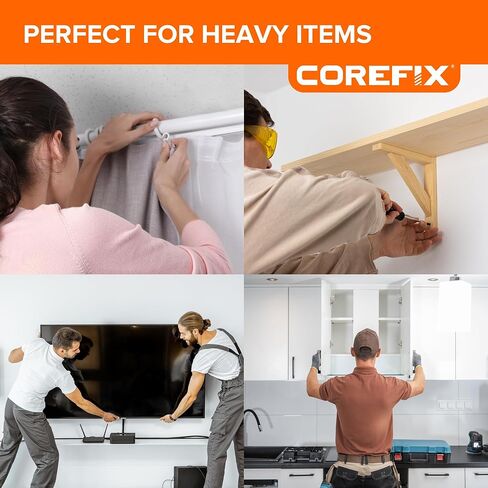 مرساة حائط بحزام Corefix مكونة من 8 قطع (M5x40mm)، مفتاح عالمي معدني شديد التحمل للجدران الجافة أو الطوب المجوف أو الكتلة. تثبيت آمن، سهل التركيب وقابل للتعديل حتى عمق 1.2 سم. in Kuwait