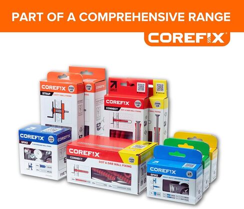 مرساة حائط بحزام Corefix مكونة من 8 قطع (M5x40mm)، مفتاح عالمي معدني شديد التحمل للجدران الجافة أو الطوب المجوف أو الكتلة. تثبيت آمن، سهل التركيب وقابل للتعديل حتى عمق 1.2 سم. in Kuwait