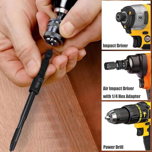 Yakamoz 8Pcs M4-M16 Screw Tap Socket Set 1/4 Inch Hex Shank Quick Change Machine Tap Holder Thread Taps Adapter for Impact Driver in Saudi Arabia