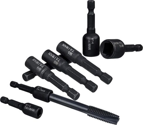 Yakamoz 8Pcs M4-M16 Screw Tap Socket Set 1/4 Inch Hex Shank Quick Change Machine Tap Holder Thread Taps Adapter for Impact Driver in Saudi Arabia