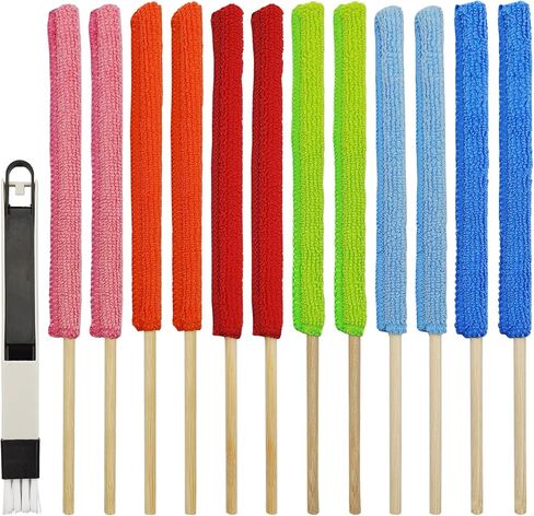 12 Pcs Microfiber Detail Duster Sticks, Mini Duster Crevice Cleaning Tool Car Air Vent Cleaner Fan Cleaning Brush for Cleaning Home Car Window Blind, Gap Dust Cleaner, Multicolors in Saudi Arabia