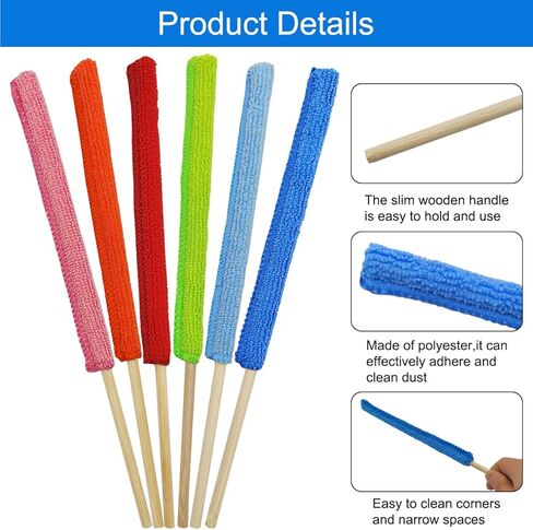 12 Pcs Microfiber Detail Duster Sticks, Mini Duster Crevice Cleaning Tool Car Air Vent Cleaner Fan Cleaning Brush for Cleaning Home Car Window Blind, Gap Dust Cleaner, Multicolors in Saudi Arabia