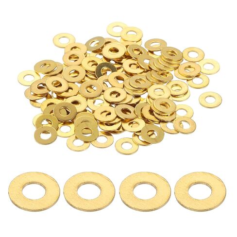 PATIKIL M4 Flat Washers, (4mm ID 10mm OD 0.8mm Thickness, Golden) (80 Pcs), Brass Metric Sealing Gasket Ring Crush Washer Spacers for Faucets/Garden/Bolts/Screws/Hose Pipe in Saudi Arabia