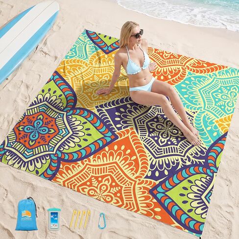 Beach Blanket Waterproof Sandproof 1-7 Adult Oversized 78 '' × 81 '' Lightweight Durable Compact Sand Free Beach Mat for Travel Camping Hiking Picnic Blanket in Saudi Arabia