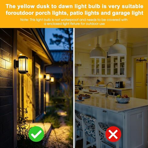 مصابيح الإضاءة من الغسق إلى الفجر في الهواء الطلق، لمبة إضاءة بمستشعر A19 LED، 9 وات (ما يعادل 60 وات)، خلية ضوئية تشغيل/إيقاف تلقائية، ضوء النهار الأبيض 5000 كلفن، قاعدة E26 للإضاءة الخارجية، عبوتان in Kuwait