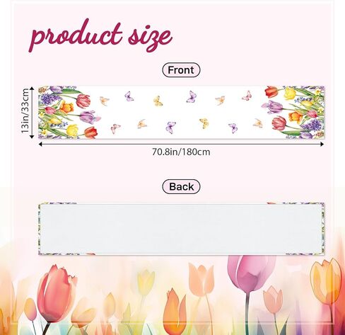 Tulips Table Runner, Spring Floral Table Runner 13x72 Inch, Pink Yellow Butterfly Pattern for Kitchen Dining Table, Indoor Outdoor Home Party Decor in Saudi Arabia