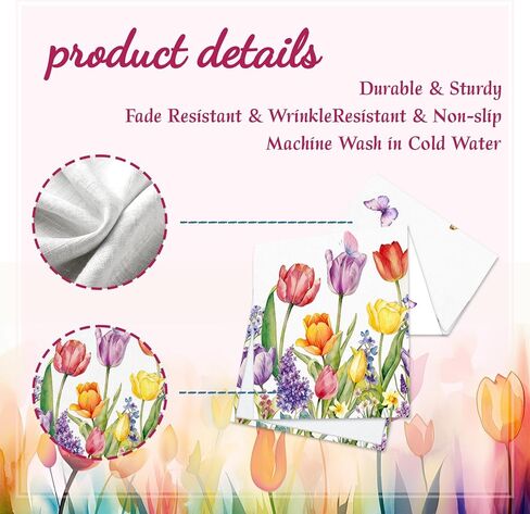 Tulips Table Runner, Spring Floral Table Runner 13x72 Inch, Pink Yellow Butterfly Pattern for Kitchen Dining Table, Indoor Outdoor Home Party Decor in Saudi Arabia