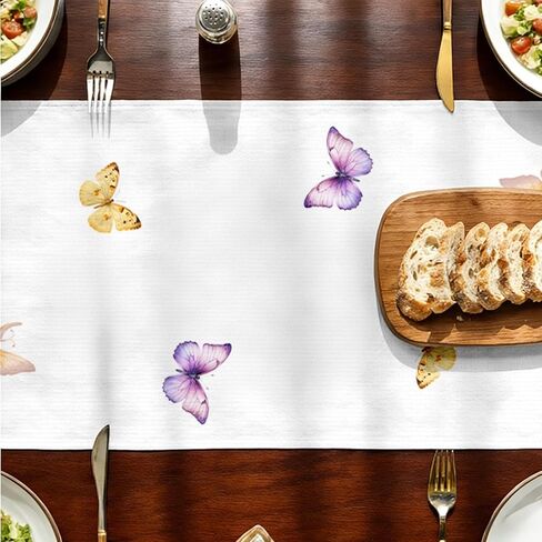Tulips Table Runner, Spring Floral Table Runner 13x72 Inch, Pink Yellow Butterfly Pattern for Kitchen Dining Table, Indoor Outdoor Home Party Decor in Saudi Arabia