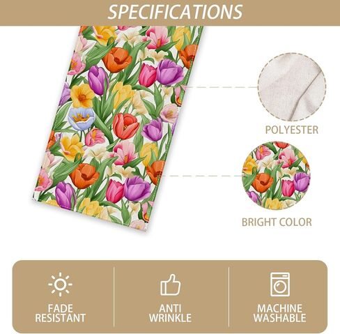 Watercolor Tulip Spring Table Runner,Seasonal Summer Easter Decorations and Supplies for Home Kitchen Dining Room Table-13×72'' in Saudi Arabia