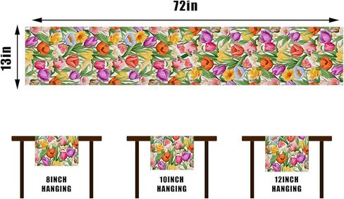 Watercolor Tulip Spring Table Runner,Seasonal Summer Easter Decorations and Supplies for Home Kitchen Dining Room Table-13×72'' in Saudi Arabia