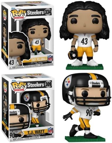 فانكو بوب! مجسمات من الفينيل من NFL Pittsburgh Steelers TJ Watt #309 وTroy Polamalu #334، مجموعة من 2 in Saudi Arabia