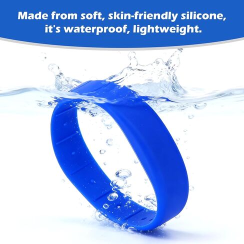 RFID Wristband, 13.56MHz Silicone Waterproof IC Bracelet for Access Control, Gym Membership, Water Parks,100,000+ Write Cycles(2PCS) in Saudi Arabia