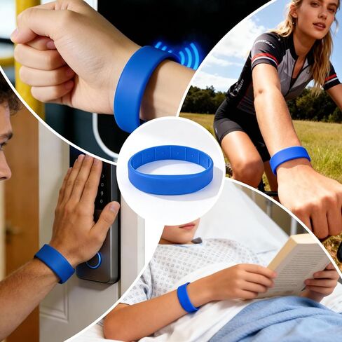 RFID Wristband, 13.56MHz Silicone Waterproof IC Bracelet for Access Control, Gym Membership, Water Parks,100,000+ Write Cycles(2PCS) in Saudi Arabia