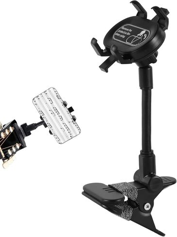 Guitar Phone Holder Mount, 360-Degree Rotatable Cell Mobile Smartphone Stand Clamp for Guitar, Bass & Ukulele Players - for Sheet Music, Live Streaming & Video Recording as Musicians Accessories in Saudi Arabia