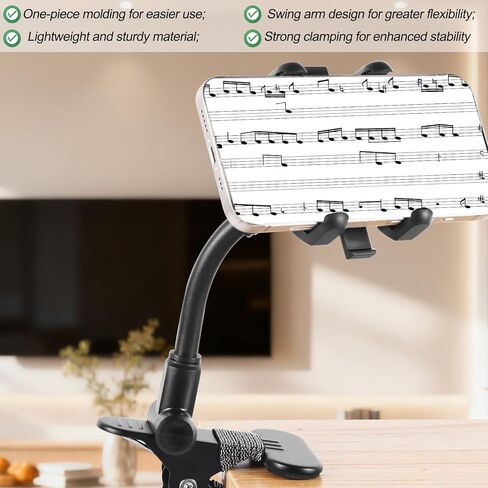 Guitar Phone Holder Mount, 360-Degree Rotatable Cell Mobile Smartphone Stand Clamp for Guitar, Bass & Ukulele Players - for Sheet Music, Live Streaming & Video Recording as Musicians Accessories in Saudi Arabia