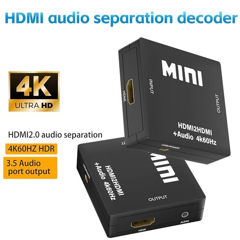 محول مستخرج الصوت HDMI 4K 60 هرتز، HDMI إلى 3.5 مم AUX محول الصوت لجهاز PS5، صندوق التلفزيون، الكمبيوتر الشخصي، PS3/4، مشغل Blu-ray/DVD/HD، جهاز العرض، نظام الصوت، Xbox in Kuwait