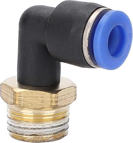 Pneumatic Air Pipe Quick Connector 90 Degrees L-type Right Angle Elbow PL8-02/8-M5 Plastic External Thread 1Pcs(PL14-03(blue)) in Kuwait