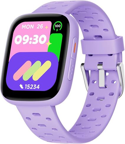BIGGERFIVE Kids Watch No Phone Needed, 1.8" Amoled Smart Fitness Watch Pedometer, Heart Rate, Sleep Tracker, 30m Waterproof, Step Counter, Puzzle Games, 100+ Dials, Gifts for Boys Girls 5-16, Blue in Kuwait