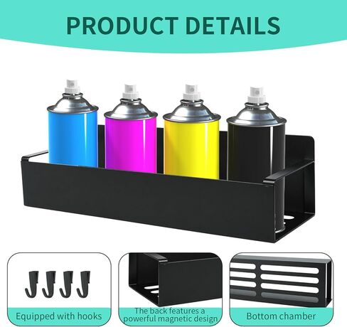 8 Pcs Magnetic Spray Can Holder Wall Mounted Magnet Toolbox Rack Spray Bottle Organizer Tool Box Storage Rack Mechanic Paint Can Holder for Home Garage Workspace (Black) in Saudi Arabia