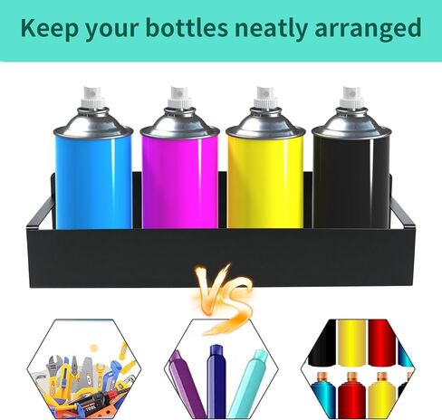 8 Pcs Magnetic Spray Can Holder Wall Mounted Magnet Toolbox Rack Spray Bottle Organizer Tool Box Storage Rack Mechanic Paint Can Holder for Home Garage Workspace (Black) in Saudi Arabia