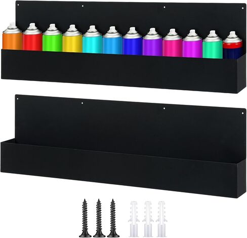 Menkxi 2 حزمة رذاذ يمكن حامل رف منظم جدار جبل 32 بوصة الهباء الجوي معدن رذاذ الطلاء زجاجة تخزين للمرآب وحامل Workspac مع الأجهزة (32 بوصة) in Saudi Arabia