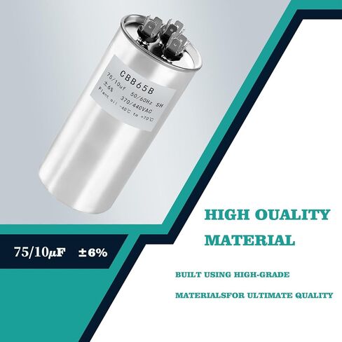 75/10 فائق التوهج 75+10 MFD 370/440VAC مكثف مستدير لبدء التشغيل المزدوج CBB65B مكثفات لمضخة حرارة محرك مروحة مكيف الهواء أو بداية مستقرة للمكثف in Kuwait