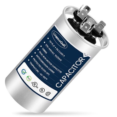 75/5 uF 75+5 MFD 370VAC or 440VAC Dual Run Start Round A/C Capacitor CBB65 CBB65B Air Conditioner Capacitors for AC Unit Fan Motor Start or Heat Pump or Condenser Straight Cool in Saudi Arabia
