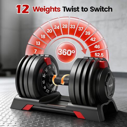 مجموعة دمبل قابلة للتعديل من Yagud مكونة من 2 دمبل بوزن 52.5 رطل، دوران يدوي واحد، نظام قفل أمان، مقبض محكم مضاد للانزلاق، مجموعة دمبل موفرة للمساحة لصالة الألعاب الرياضية المنزلية لكامل الجسم in Kuwait