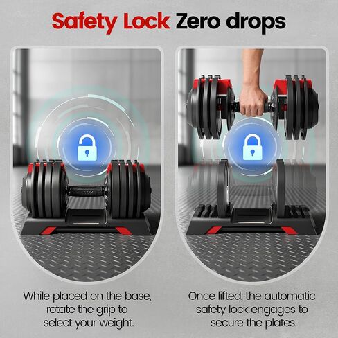 مجموعة دمبل قابلة للتعديل من Yagud مكونة من 2 دمبل بوزن 52.5 رطل، دوران يدوي واحد، نظام قفل أمان، مقبض محكم مضاد للانزلاق، مجموعة دمبل موفرة للمساحة لصالة الألعاب الرياضية المنزلية لكامل الجسم in Kuwait