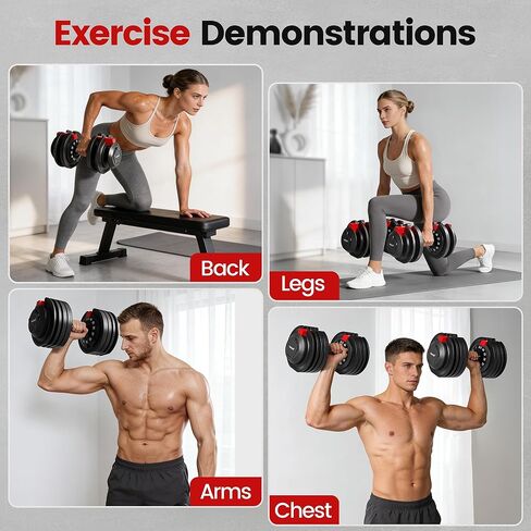 مجموعة دمبل قابلة للتعديل من Yagud مكونة من 2 دمبل بوزن 52.5 رطل، دوران يدوي واحد، نظام قفل أمان، مقبض محكم مضاد للانزلاق، مجموعة دمبل موفرة للمساحة لصالة الألعاب الرياضية المنزلية لكامل الجسم in Kuwait