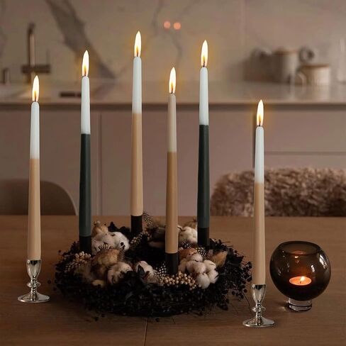 6 قطع من الشموع المعطرة المستدقة مقاس 10 بوصة، شموع معطرة برائحة الجرس، مجموعة هدايا شموع ملونة متدرجة لديكور المنزل، ديكور المطبخ، ديكورات الزفاف in Kuwait