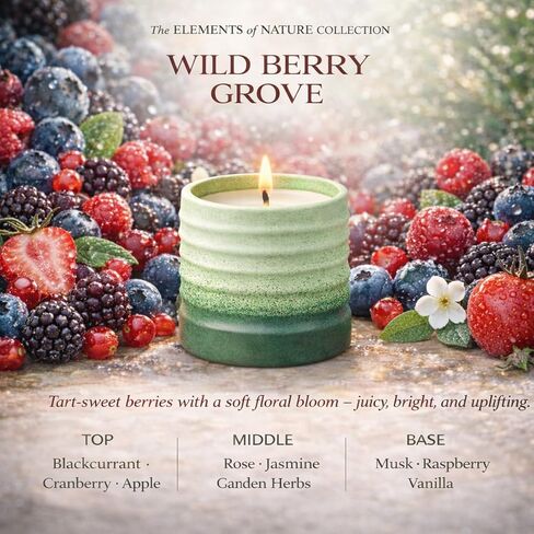 Wild Berry Grove Scented Soy Candle – Decorative Gradient Ceramic Jar Candle, Non Toxic Aromatherapy Candle, Long Lasting Candle Gift for Women, Home Decor in Saudi Arabia