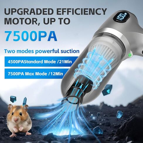 Guinea Pig Poop Spot Vacuum – Mini Cordless Assistant with LED Display, 2 Modes (4500/7500Pa), for Daily Cage Cleanup of Guinea Pig, Rabbit, Small Pets in Kuwait