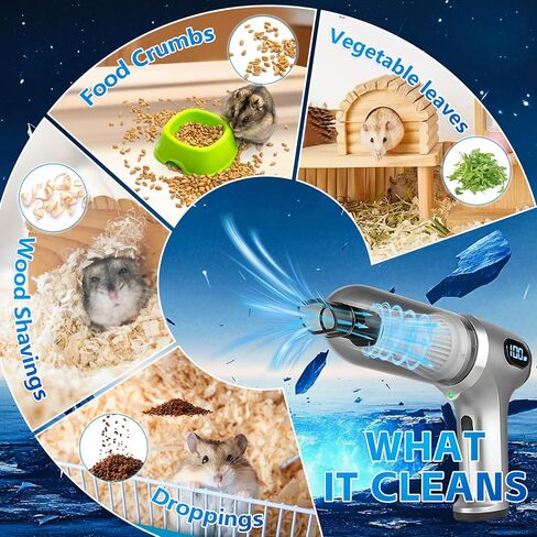Guinea Pig Poop Spot Vacuum – Mini Cordless Assistant with LED Display, 2 Modes (4500/7500Pa), for Daily Cage Cleanup of Guinea Pig, Rabbit, Small Pets in Kuwait