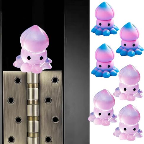 Cute Mini Creative Noctilucent Marine Animals, Squid Hinge Heads Decorative Topper Set 6PCS, Home Decoration,Magnetic Hinge Head Toppers Door Hinge in Saudi Arabia