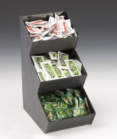 Displays2go Countertop Organizer with 3 Pockets for Condiments 3-Tiered, Space Saving Design with Open Pockets, Easy to Clean Black Acrylic in Saudi Arabia