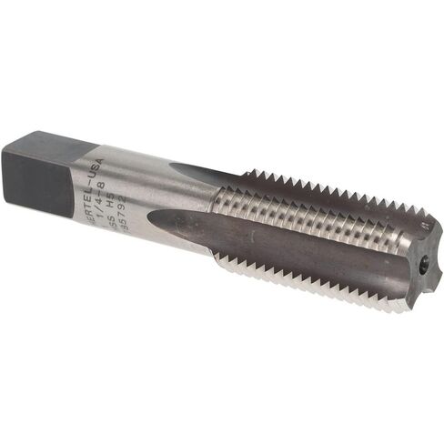 Hertel Straight Flute Tap, 1-1/4-8 UNS, 4 Flute, Bottoming Chamfer, High-Speed Steel, Bright/Uncoated Finish, 2-9/16" Thread Length, 5-3/4" OAL in Saudi Arabia