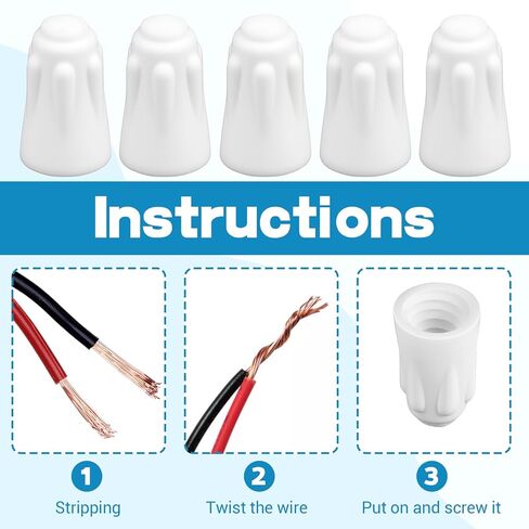 20 PCS Ceramic Wire Nuts, White High Temp Wire Connectors Porcelain Wires Nuts for Electrical Repairs, Heat-Resistant Cap Ceramic Wires Connectors in Saudi Arabia