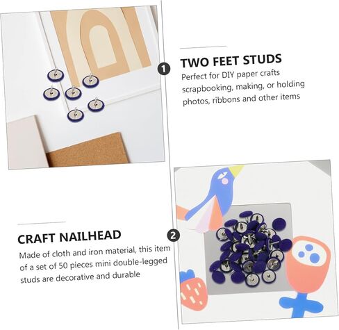 AUTSUPPL 50pcs Two Feet Studs DIY Rivets for Craft Projects Non Fading Decorative Nails Easy to Use for Handmade Crafts and Repairs in Saudi Arabia