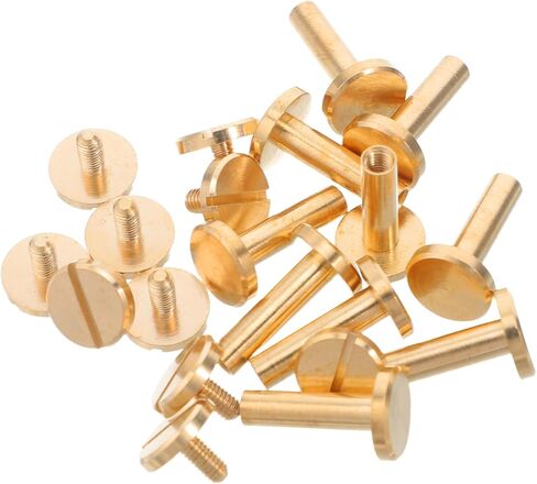 TEHAUX 10pcs Brass Flat Head Rivet Studs for Projects Secure Fastening Chicago Screws for Belts Handbags DIY Crafting User Friendly Installation in Saudi Arabia