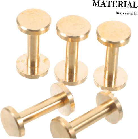 TEHAUX 10pcs Brass Flat Head Rivet Studs for Projects Secure Fastening Chicago Screws for Belts Handbags DIY Crafting User Friendly Installation in Saudi Arabia