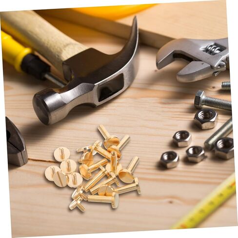 TEHAUX 10pcs Brass Flat Head Rivet Studs for Projects Secure Fastening Chicago Screws for Belts Handbags DIY Crafting User Friendly Installation in Saudi Arabia