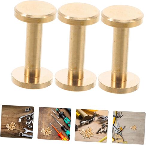 TEHAUX 10pcs Brass Flat Head Rivet Studs for Projects Secure Fastening Chicago Screws for Belts Handbags DIY Crafting User Friendly Installation in Saudi Arabia