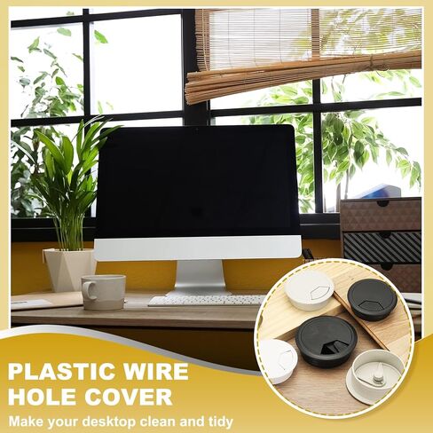 M METERXITY 8-Pack Cable Hole Cover, 2.8 Inch ABS Desk Cable Wire Cord Grommet Hole Cover for Home/Office Desktop Wire Organizer [White] in Saudi Arabia