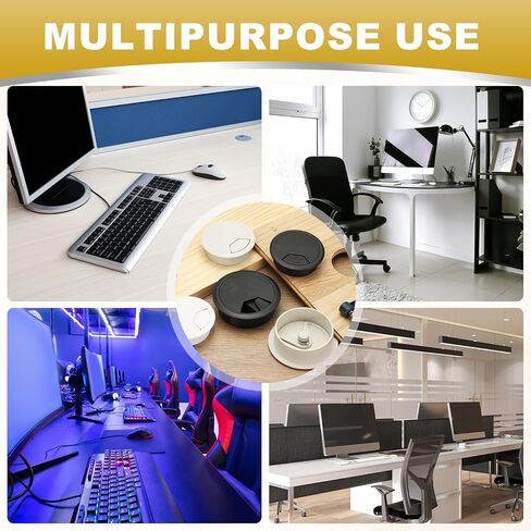 M METERXITY 8-Pack Cable Hole Cover, 2.8 Inch ABS Desk Cable Wire Cord Grommet Hole Cover for Home/Office Desktop Wire Organizer [White] in Saudi Arabia
