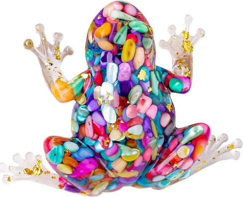 Natural Crystal Gravel Resin Frog Figurines - Healing Zen Decor for Fishbowl, Aquarium & Home, Handmade Frog Statues Collection, Spiritual Gift for Women (Meditation, Feng Shui, Positive Energy) in Kuwait